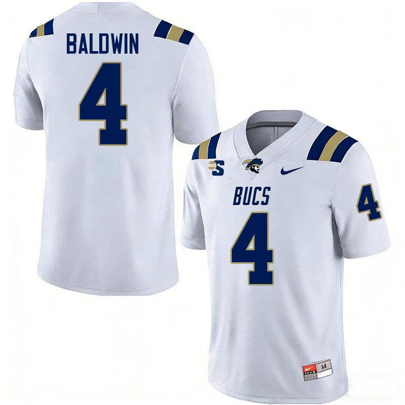Charleston Southern Buccaneers #4 Ke'Marion Baldwin College Football Jerseys,Uniforms-White